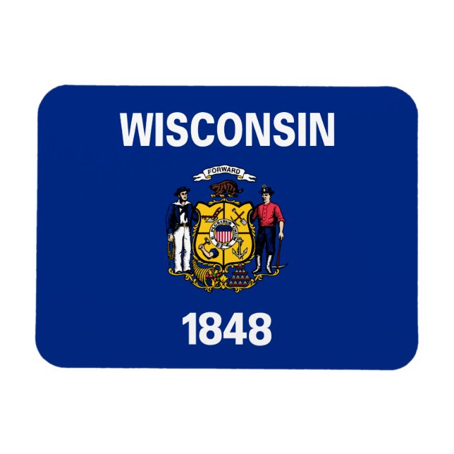 Imán Bandera estatal de Wisconsin (Horizontal)