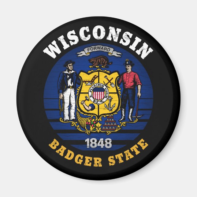 IMÁN BANDERA ESTATAL DE WISCONSIN BADGER (Frente)
