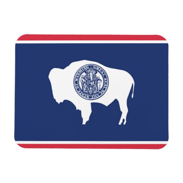 Imán Bandera estatal de Wyoming, Estados Unidos (Horizontal)