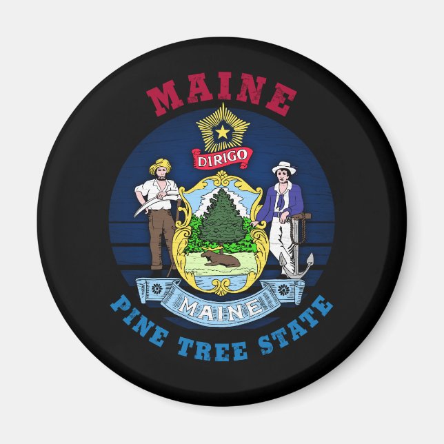 IMÁN BANDERA ESTATAL DEL ÁRBOL MAINE (Frente)