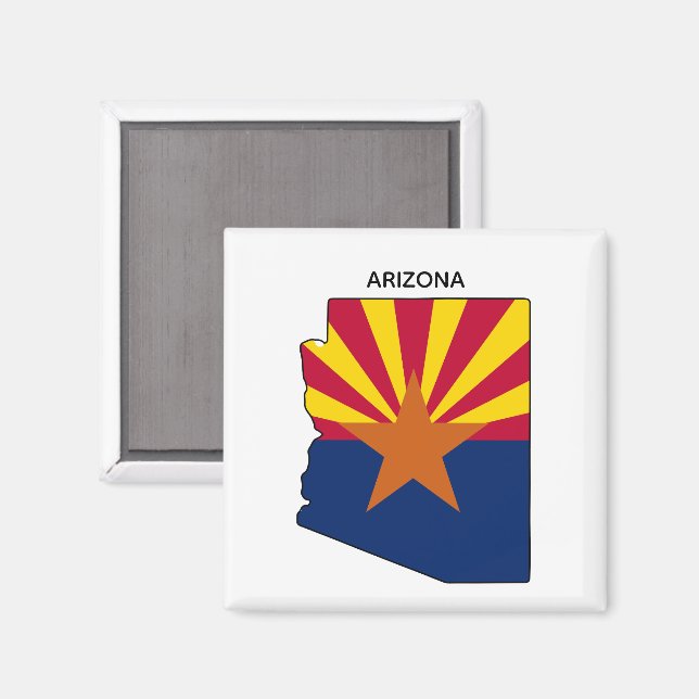 Imán Bandera estatal del mapa del estado de Arizona (Anverso/Reverso)