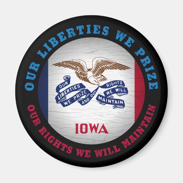 IMÁN BANDERA ESTATAL IOWA HAWKEYE (Frente)