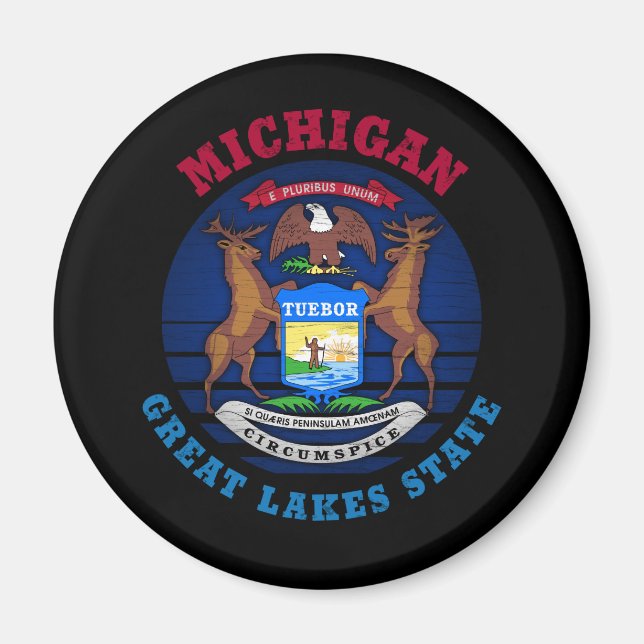 IMÁN BANDERA ESTATAL MICHIGAN GREAT LAKES (Frente)