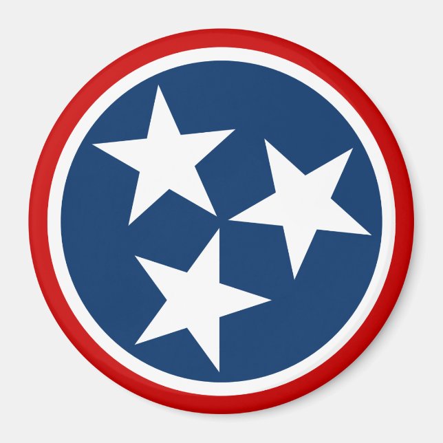 Imán Bandera Estatal Tennessee Estrellas Blancas Azules (Frente)