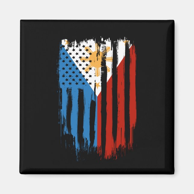Imán Bandera filipina mitad americana mitad filipina (Frente)