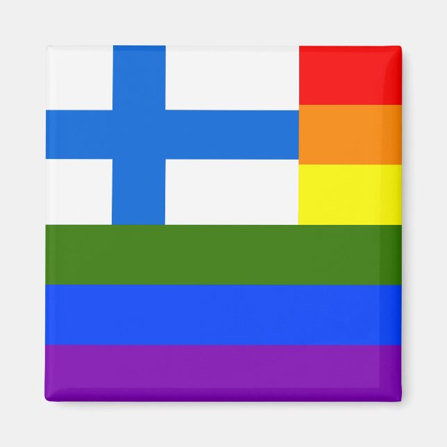 IMÁN BANDERA FINLANDESA DE LLUVIA LGBT FINLANDESA (Frente)