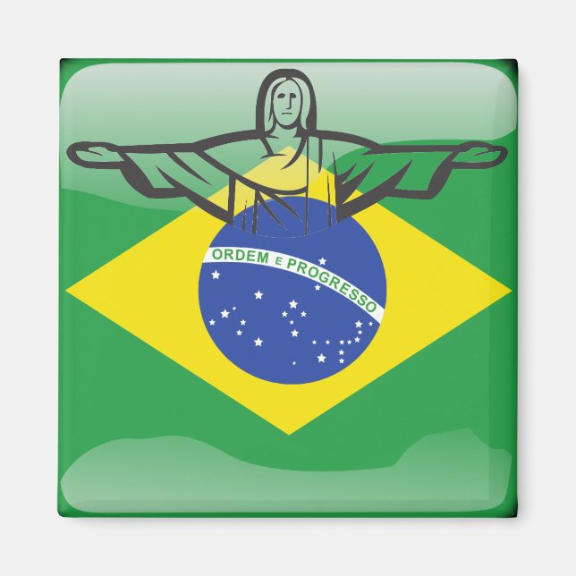 Imán Bandera glamurosa de Brasil (Frente)