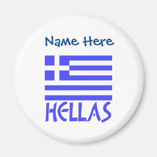 Imán Bandera Griega HELLAS Azul Personalizada (Frente)
