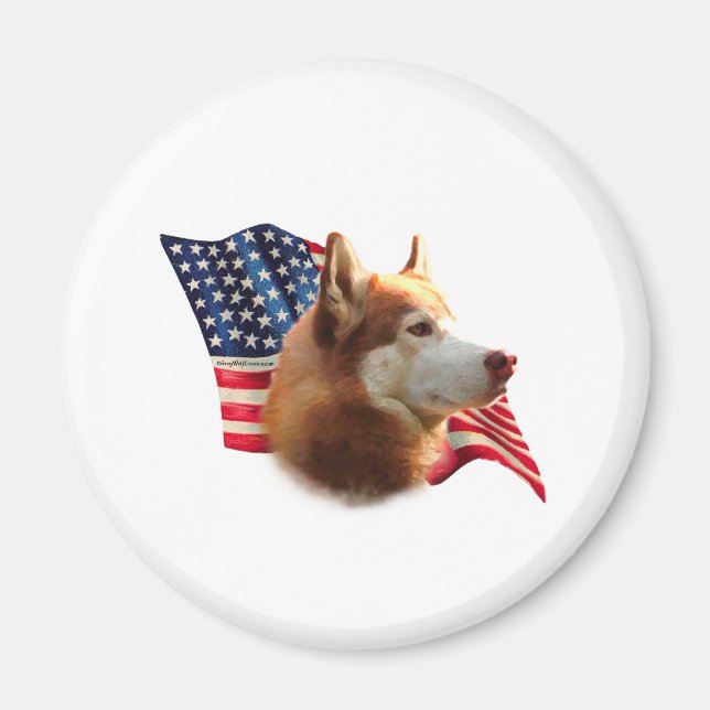 Imán Bandera Husky Siberiana (roja) (Frente)