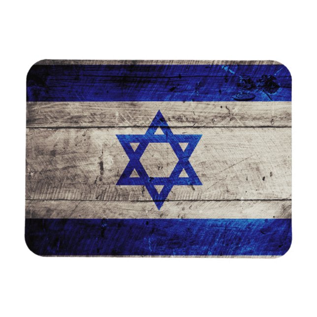Imán Bandera israelí de madera antigua (Horizontal)