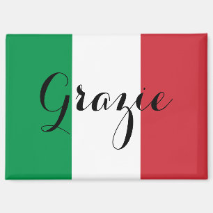 Imán Bandera italiana elegante caligrafía Grazie
