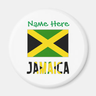 Imán Bandera Jamaicana Verde Personalización Redondo