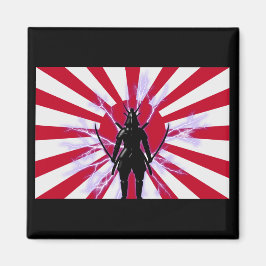 Imán Bandera japonesa y creciente guerrero de Samurai