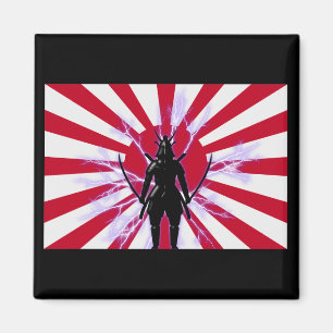 Imán Bandera japonesa y creciente guerrero de Samurai