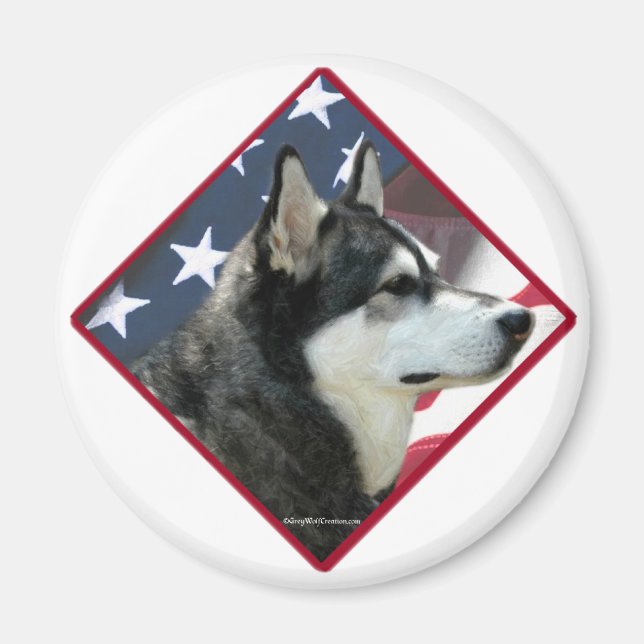 Imán Bandera malamuta de Alaska 2 (Frente)