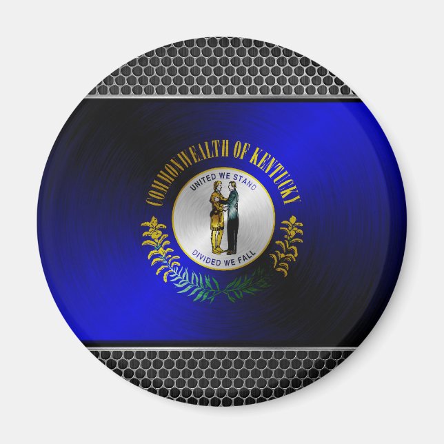 Imán Bandera metalizado cepillada de Kentucky (Frente)