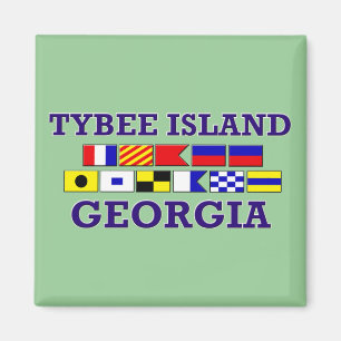 Imán Bandera Náutica de la Isla Tybee - Magnet cuadrado