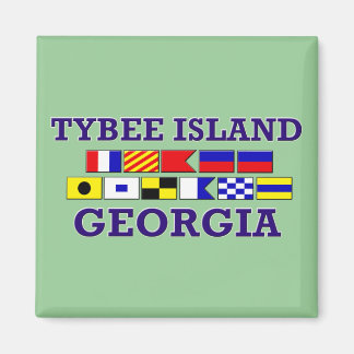 Imán Bandera Náutica de la Isla Tybee - Magnet cuadrado