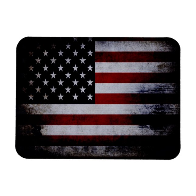 Imán Bandera negra norteamericana gruesa (Horizontal)
