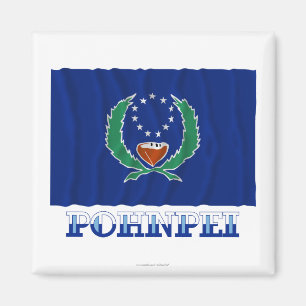 Imán Bandera ondeando Pohnpei, con nombre
