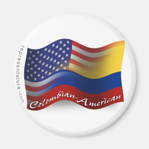 Imán Bandera ondulada colombiana-americana