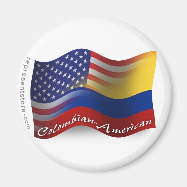 Imán Bandera ondulada colombiana-americana (Frente)