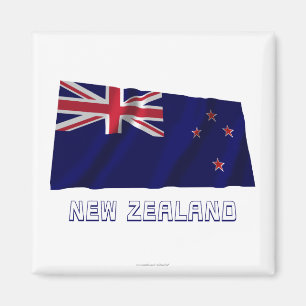 Imán Bandera ondulada de Nueva Zelanda con nombre