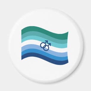 Imán Bandera Ondulada de Orgullo de Amor Gay Masculino