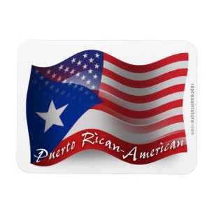 Imán Bandera ondulada puertorriqueña-americana