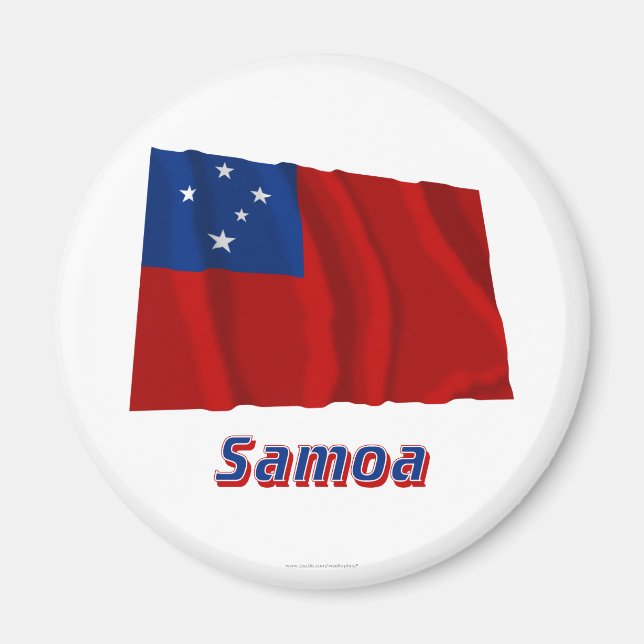 Imán Bandera onduladora de Samoa con nombre (Frente)