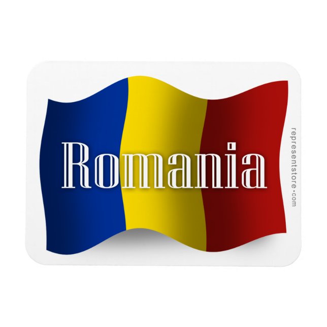 Imán Bandera ondulante de Rumania (Horizontal)