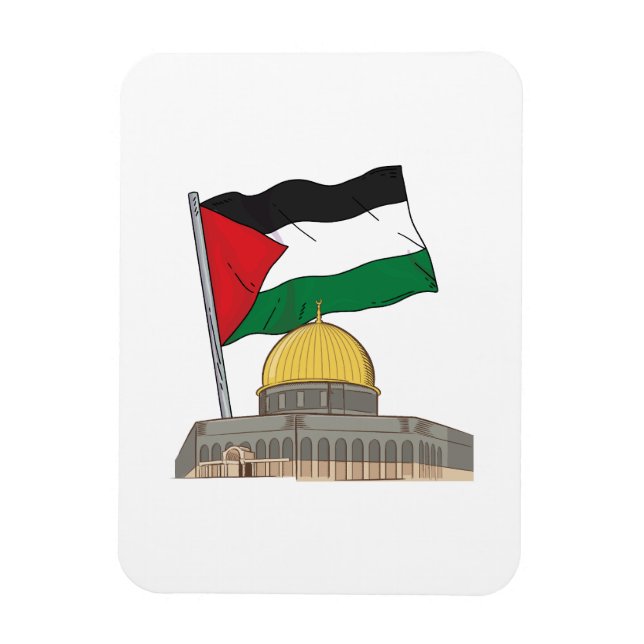 Imán Bandera palestina sobre la Cúpula de la Mezquita d (Vertical)