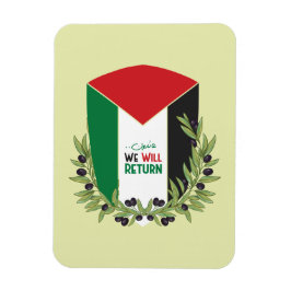 Imán Bandera palestina y ramas de olivo