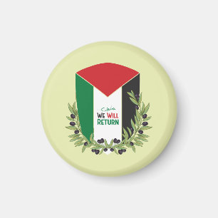 Imán Bandera palestina y ramas de olivo