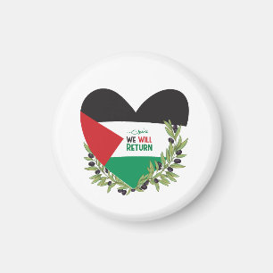 Imán Bandera palestina y ramas de olivo