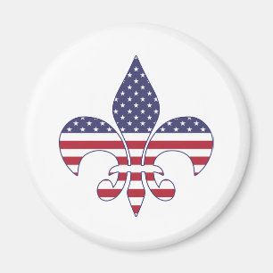 Imán Bandera Patriótica Americana Fleur-de-lis