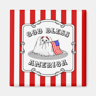 Imán Bandera Patriótica Americana Perro Maltés de Estad