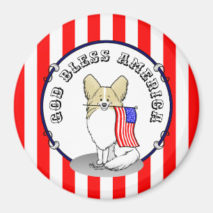 Imán Bandera Patriótica Americana USA Papillon (limón)