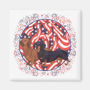Imán Bandera Patriótica de Dachshunds