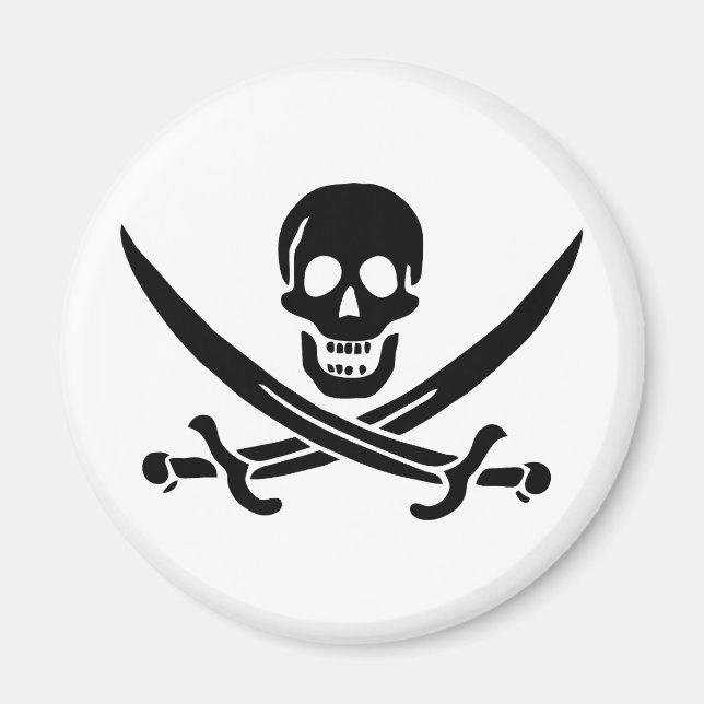 Imán Bandera Pirata Calavera Espadas Cruzadas (Frente)