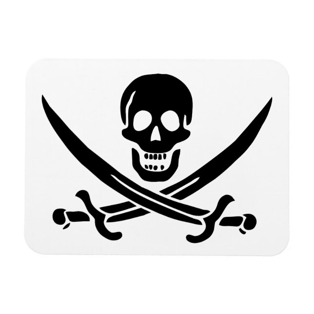 Imán Bandera Pirata Calavera Espadas Cruzadas (Horizontal)