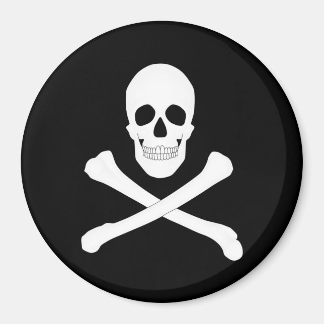 Imán Bandera pirata (cráneo y cruz) (Jolly Roger) (Frente)