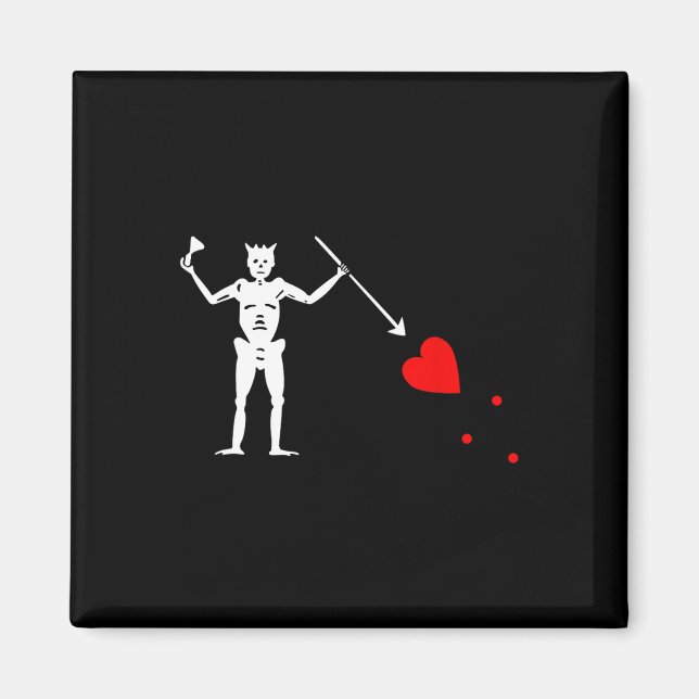 Imán Bandera pirata de barba negra Jolly Roger Skeleton (Frente)