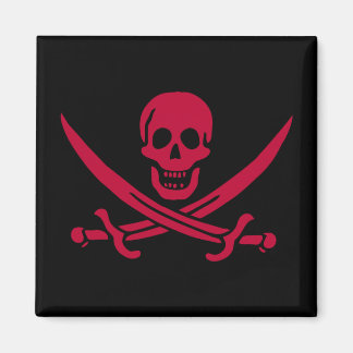 Imán Bandera pirata de Calico Jack con cráneo rojo y es