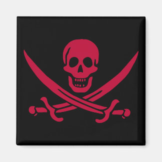 Imán Bandera pirata de Calico Jack con cráneo rojo y es