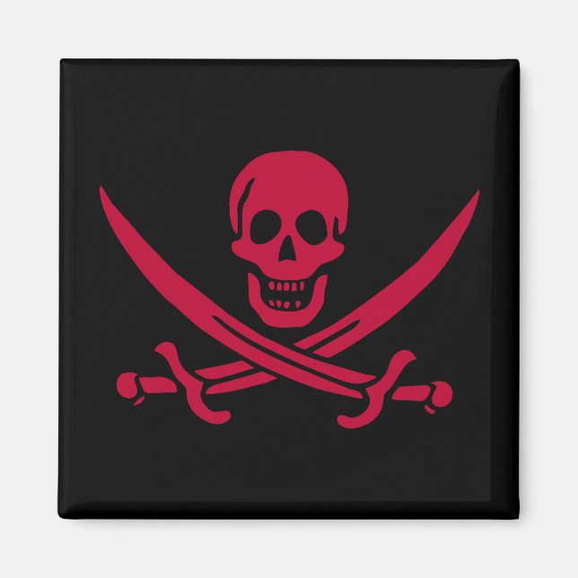 Imán Bandera pirata de Crimson Skull & Swords Jack en C (Frente)