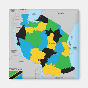 Imán Bandera política del mapa del país de Tanzania