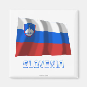 Imán Bandera que agita de Eslovenia con nombre