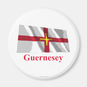 Imán Bandera que agita de Guernesey con nombre en