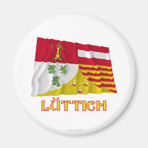 Imán Bandera que agita de Liège con el nombre (alemán